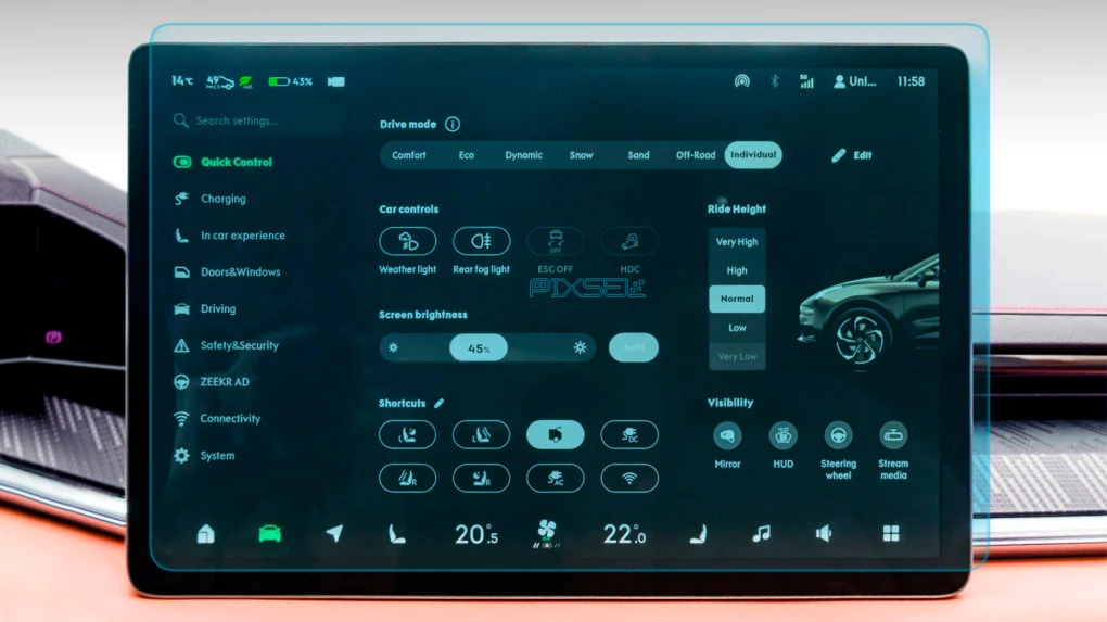 Protective glass Pixsel for monitor ZEEKR 001 - 16.6“ 2022 - 2024